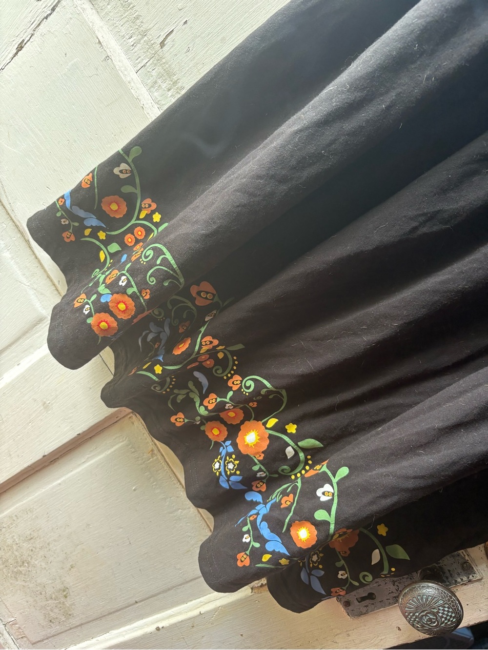 Amazon Black Mini Dress with Multicolor Floral Embroidery - Picture 2 of 4